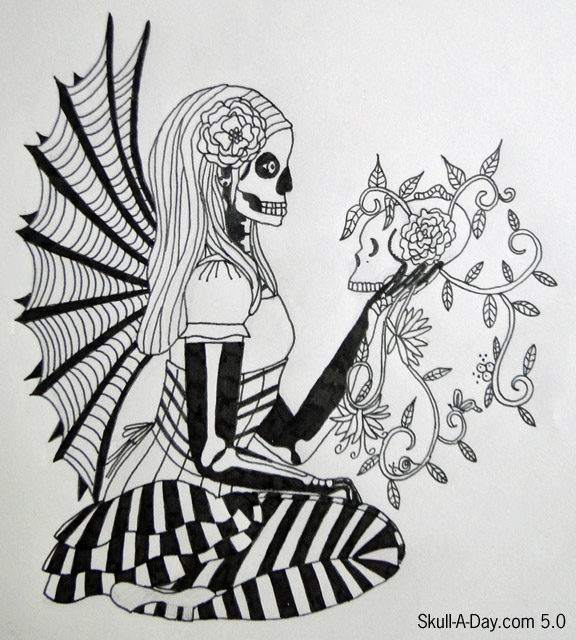 576x640 Dia De La Abby - Fairy Black And White Drawings