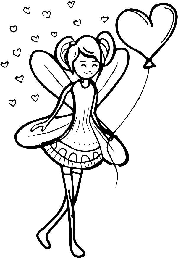602x872 Download Black And White Sketch Fairy Love Vector - Fairy Black And White Drawings