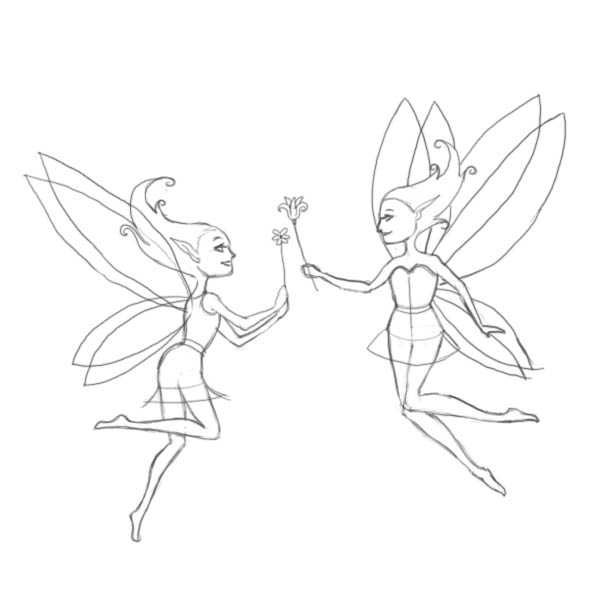 600x600 How To Draw Fairies - Fairy Black And White Drawings