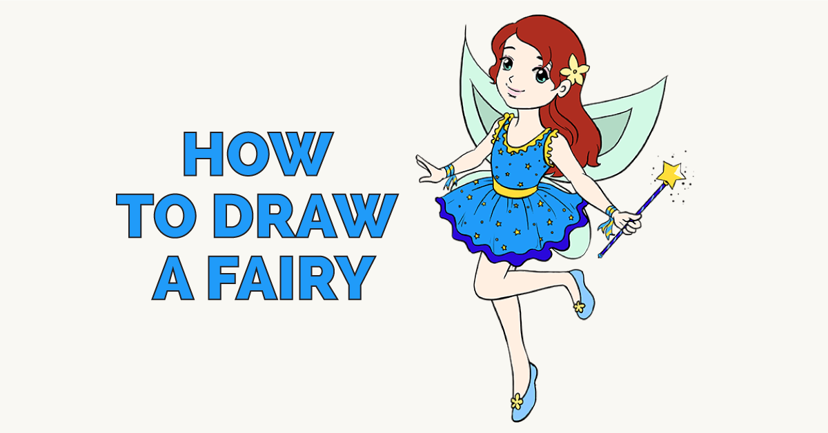 1200x628 How To Draw A Fairy In A Few Easy Steps Easy Drawing Guides - Fairy Cartoon Drawing
