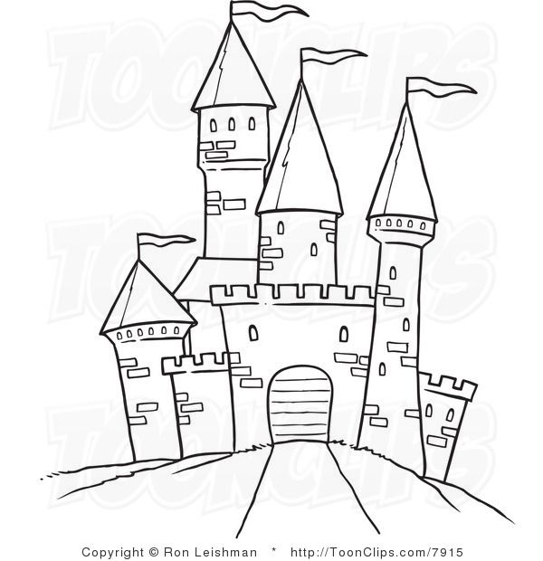 600x620 Draw Castle White Line Drawing Of A Path Leading To A Castle - Fairy Castle Drawing