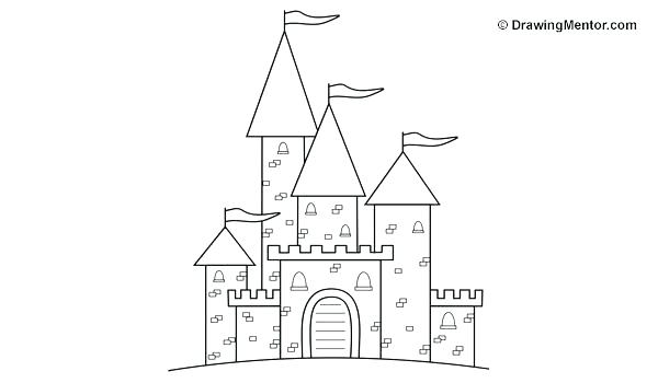 600x350 Easy Castle Drawing How To Draw A Castle How To Draw A Castle How - Fairy Castle Drawing