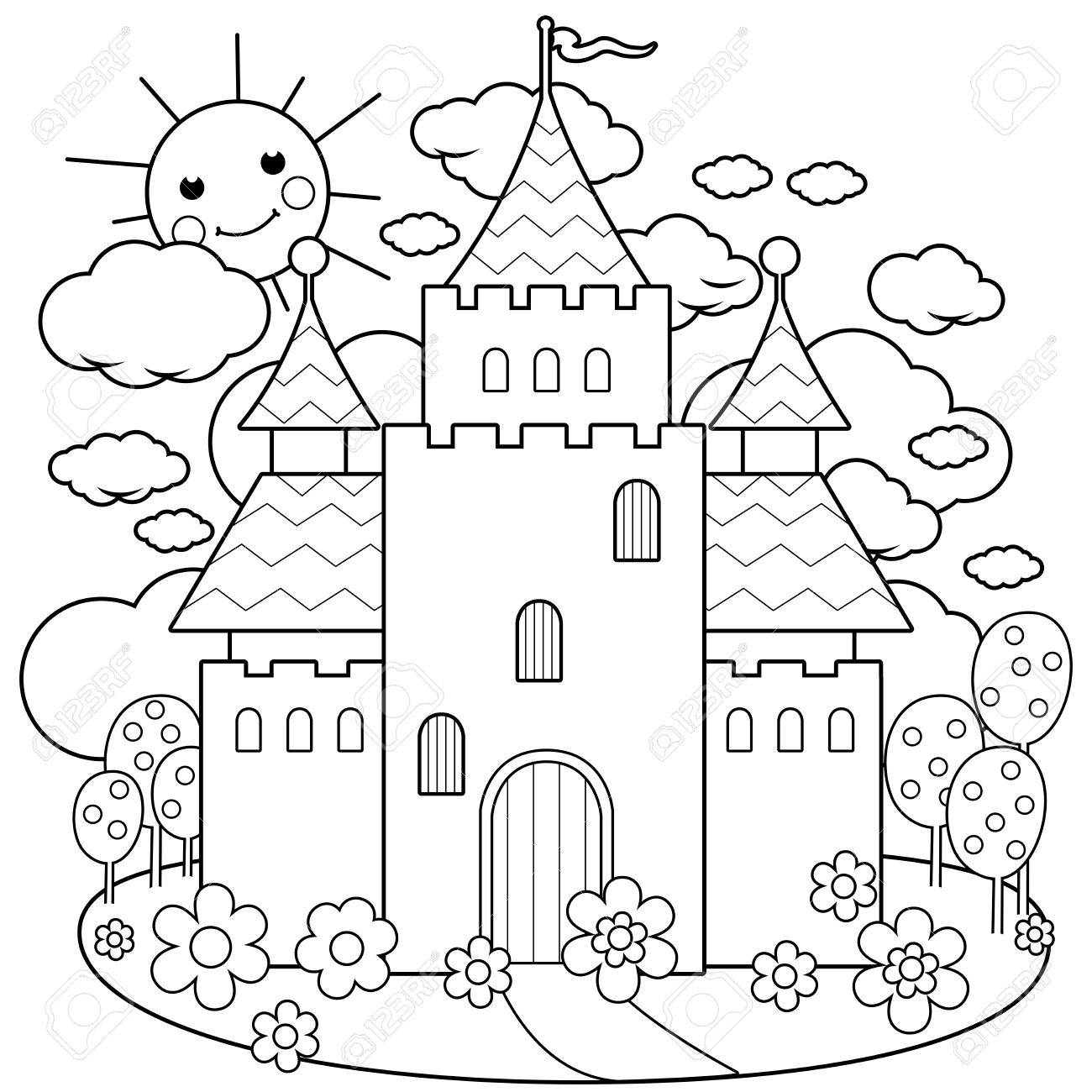 1300x1300 fairytale castle clipart black and white clip art images - Fairy Castle Drawing