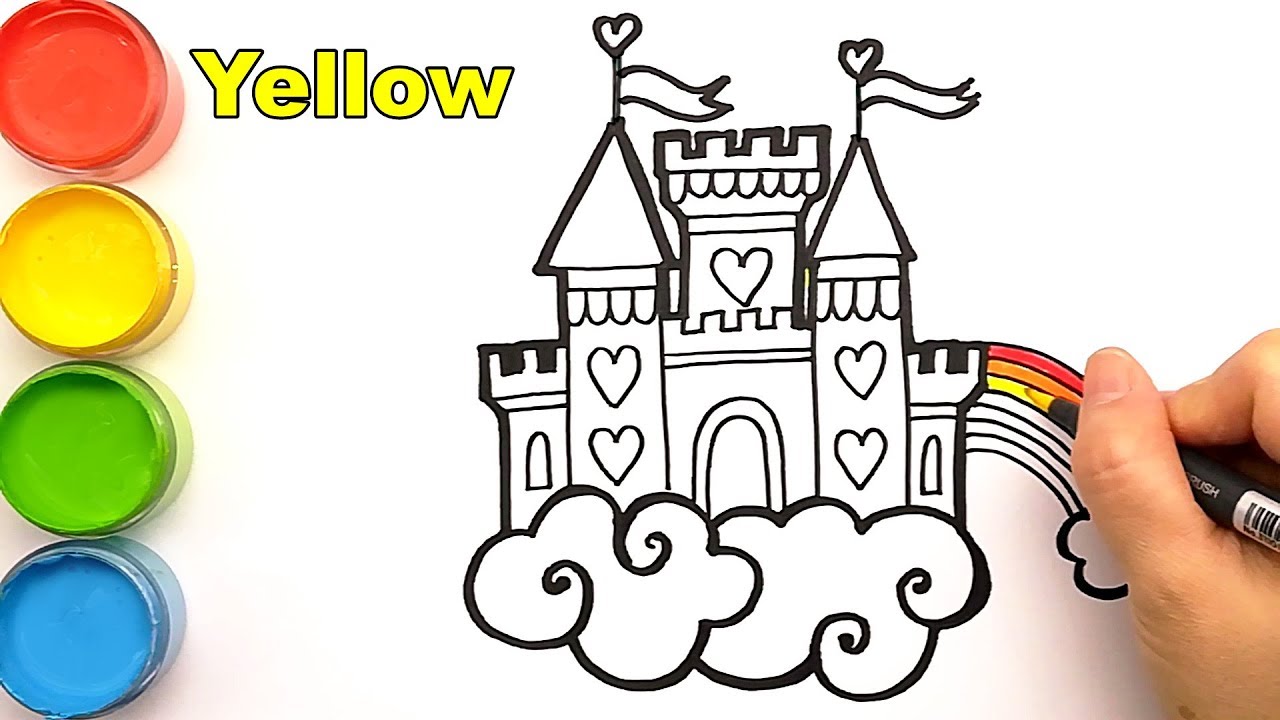 1280x720 Learn Colors With Fairy Castle For Kids Castle Coloring - Fairy Castle Drawing