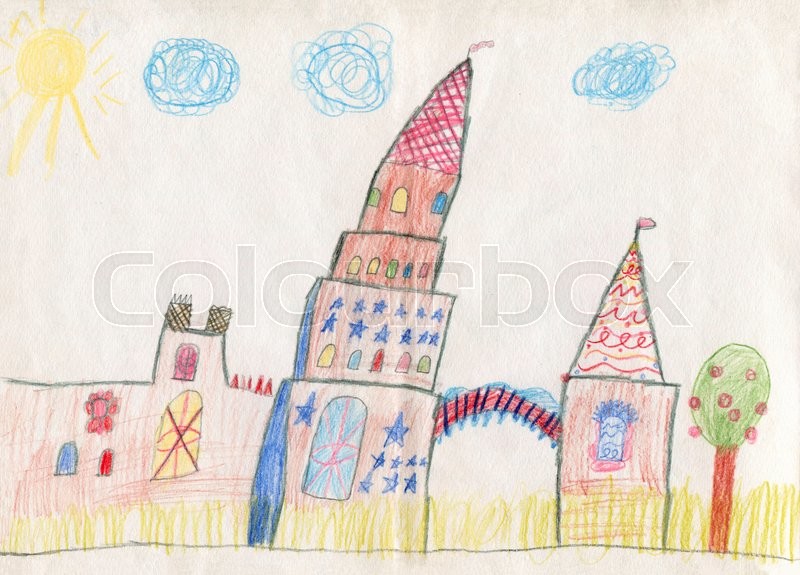 800x575 Multicolor Fairy Castle With Leaning Stock Photo Colourbox - Fairy Castle Drawing