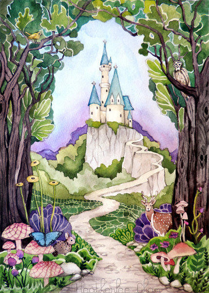 429x600 The Art Of Daemion Elias George Cox Photo Art - Fairy Castle Drawing