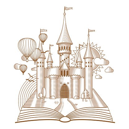 416x416 World Of Tales, Fairy Castle Appearing From The Old Book Premium - Fairy Castle Drawing