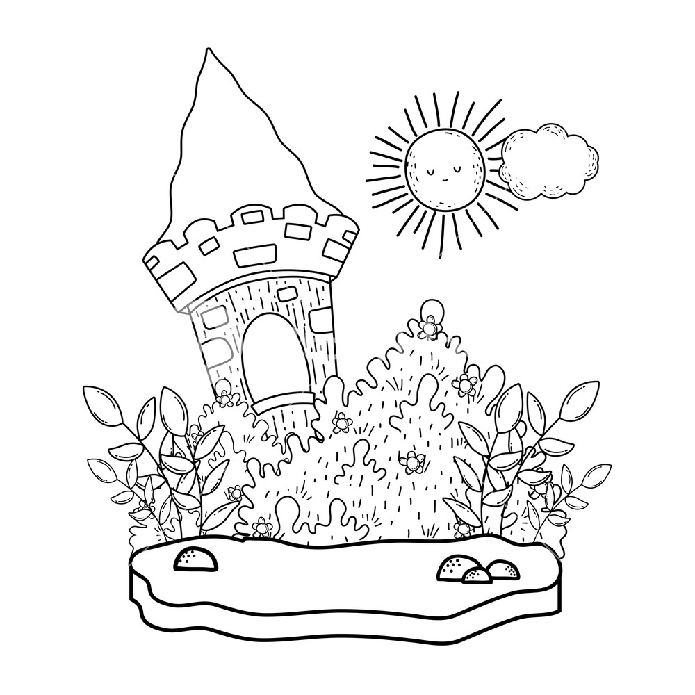 1000x1000 cute fairytale castle in the landscape vector illustration design - Fairy Castle Drawing