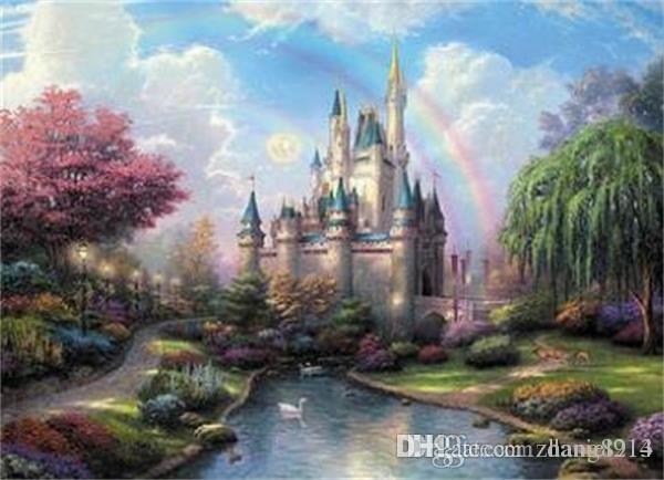 600x434 Inches Dream Fairy Castle In Forest Diy Paint On Canvas - Fairy Castle Drawing