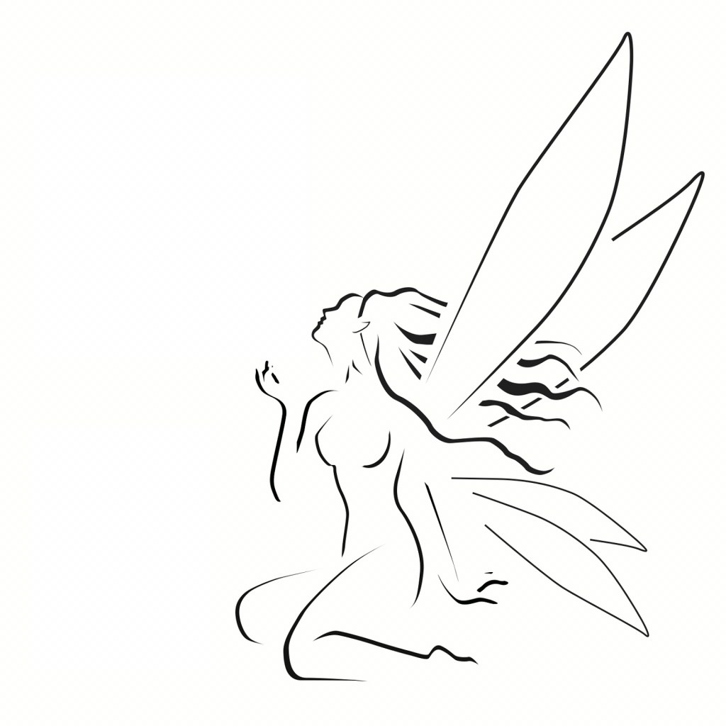 1024x1024 Simple Fairy Drawing - Fairy Drawing