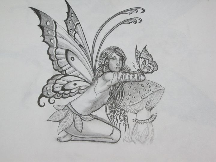 720x540 The Fairy Butterfly - Fairy Drawing