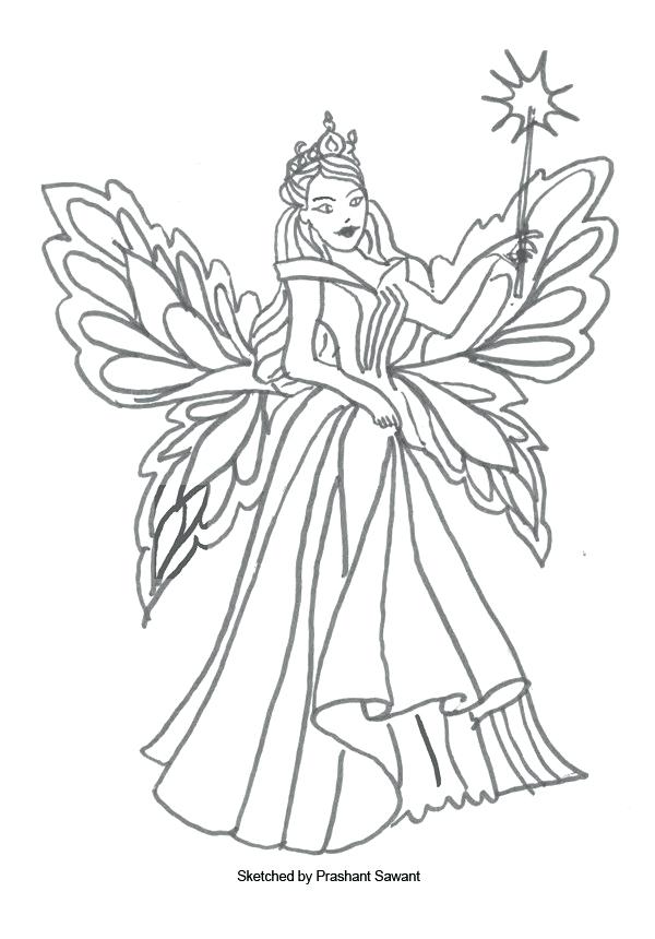 600x860 Coloring Pages Fairies - Fairy Drawing Book