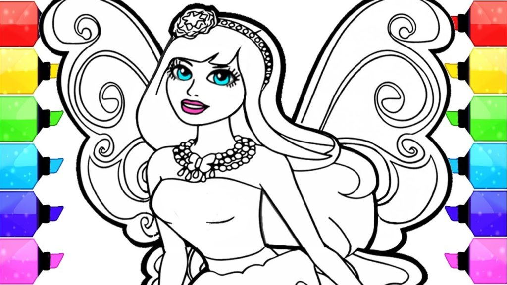 1024x576 Barbie Coloring Pages How To Draw And Color Fairy Barbie - Fairy Drawing Book