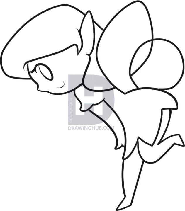 631x720 How To Draw A Fairy For Kids, Step - Fairy Drawing Easy