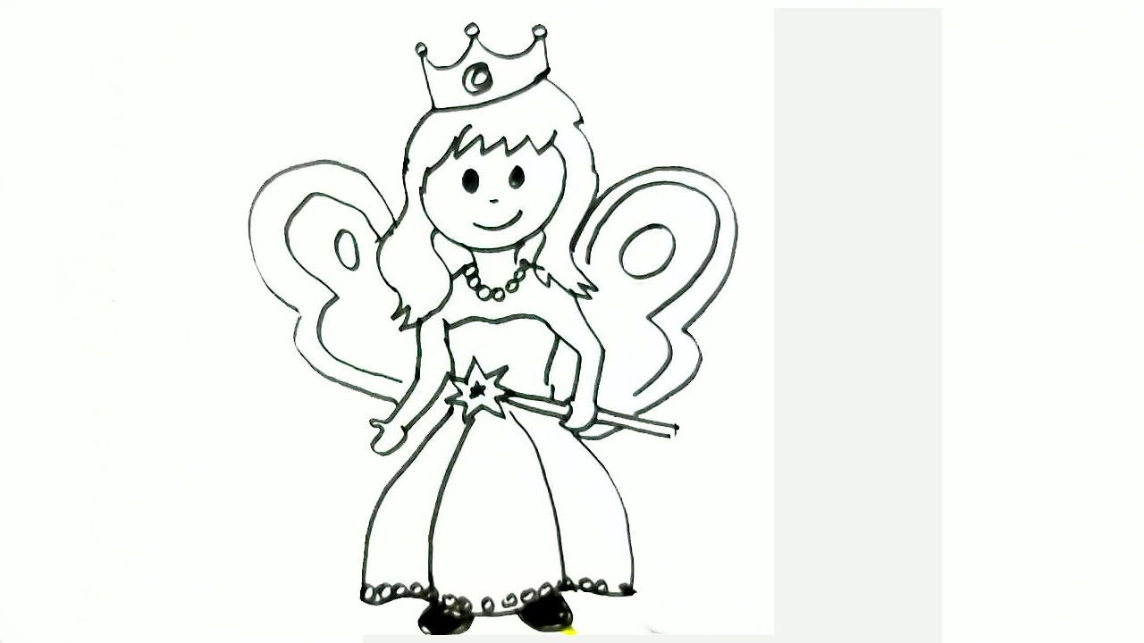 1280x720 How To Draw A Little Fairy In Easy Steps For Children Beginners - Fairy Drawing Images