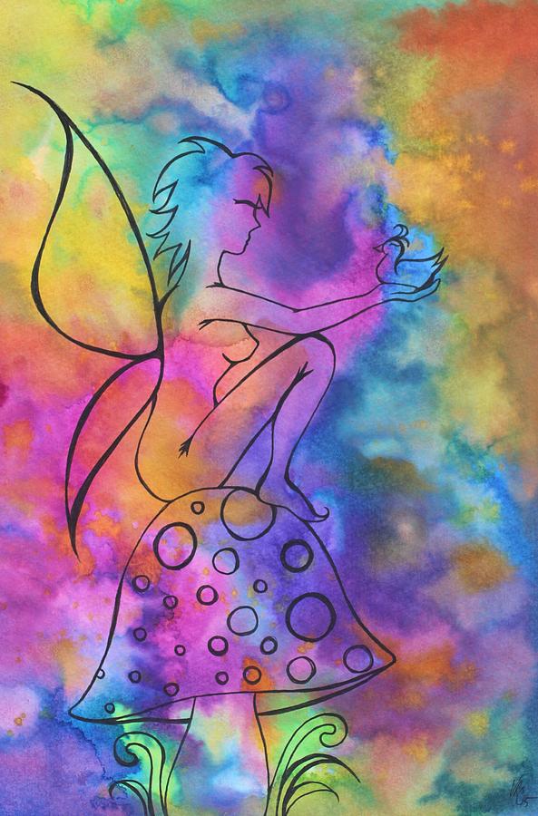 593x900 Rainbow Fairy Garden Drawing - Fairy Garden Drawing