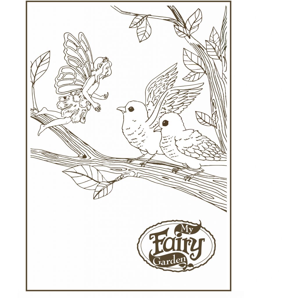 977x1024 Colour Me - Fairy Garden Drawing