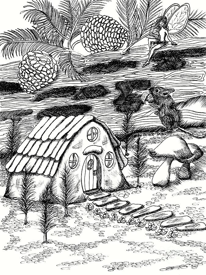 675x900 Mouse Log Larder Fairy House Drawing - Fairy House Drawing