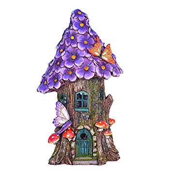355x355 Solar Powered Illuminated Fairy House Dwelling Garden Ornament - Fairy House Drawing