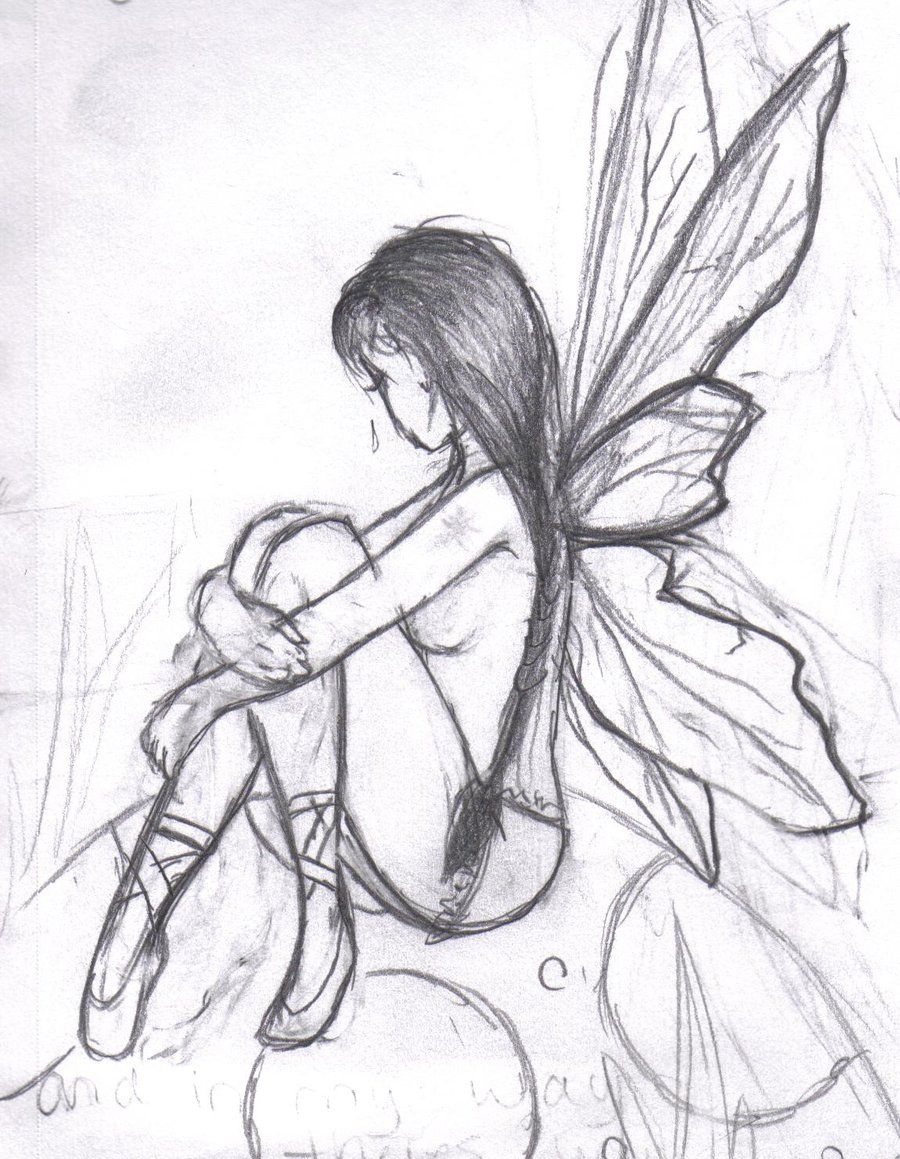 900x1159 dark fairy drawings easy fairy drawings - Fairy Outline Drawing