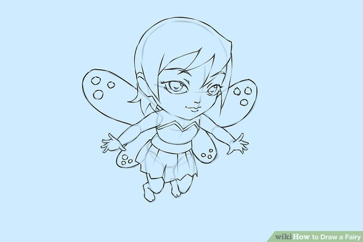 728x485 fairy outline elegant easy ways to draw a fairy with wikihow - Fairy Outline Drawing