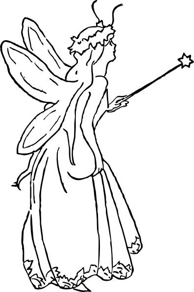 396x597 Fairy Queen Clip Art - Fairy Outline Drawing