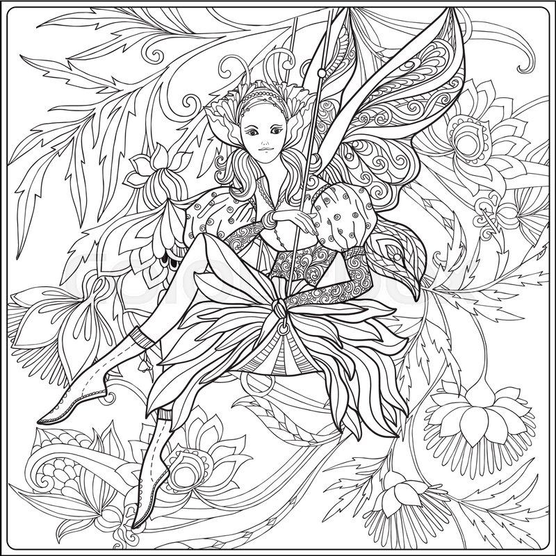 Fairy Outline Drawing at PaintingValley.com | Explore collection of ...