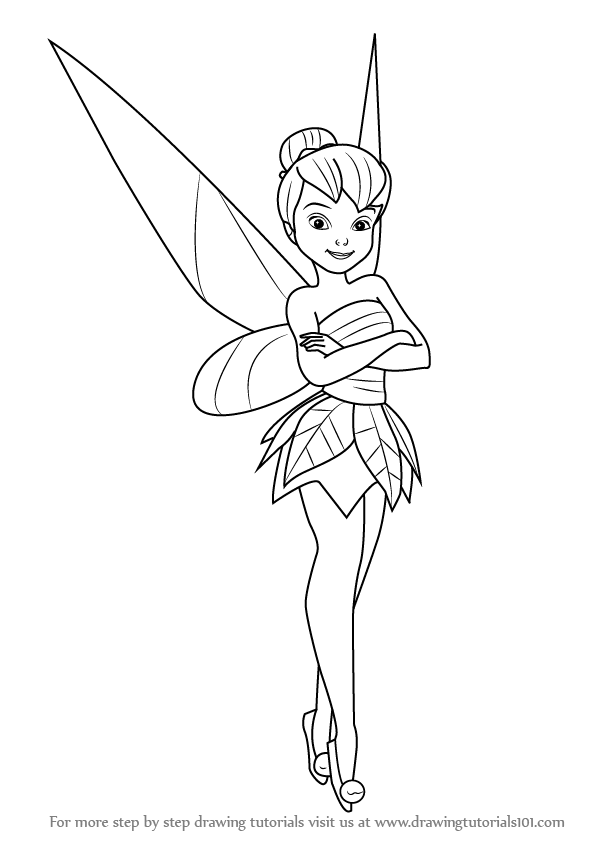 598x844 learn how to draw tinker fairy from tinker bell - Fairy Outline Dra...