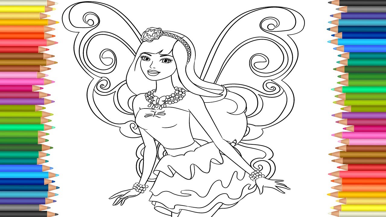 1280x720 Barbie Fairy Princess Coloring Pages L Coloring Markers Videos - Fairy Princess Drawing