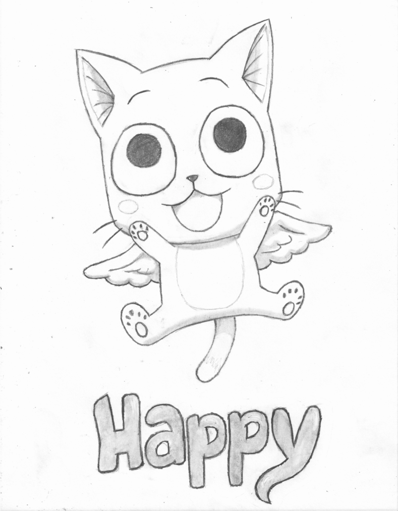 789x1013 fairy tale drawing quick sketch of happy - Fairy Tail Manga Drawing