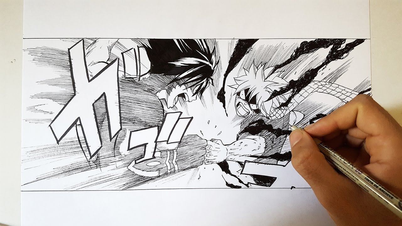 1280x720 Drawing Natsu Vs Gray From Fairy Tail - Fairy Tail Manga Drawing