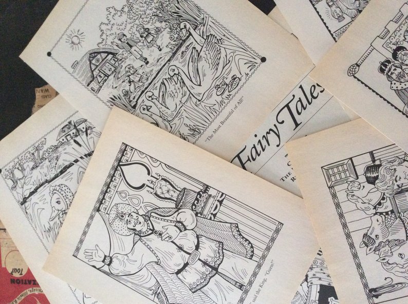 794x593 fairytale black and white drawings etsy - Fairytale Drawings