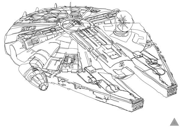 600x424 Star Wars Continuous Line Drawings Minimalism And Design Star - Falcon Line Drawing