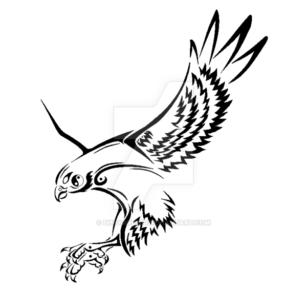 600x568 Tribal Falcon Wip - Falcon Line Drawing