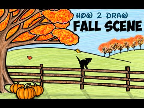 480x360 drawing how to draw an autumn or fall scene for kids - Fall Drawing Ideas For Kids