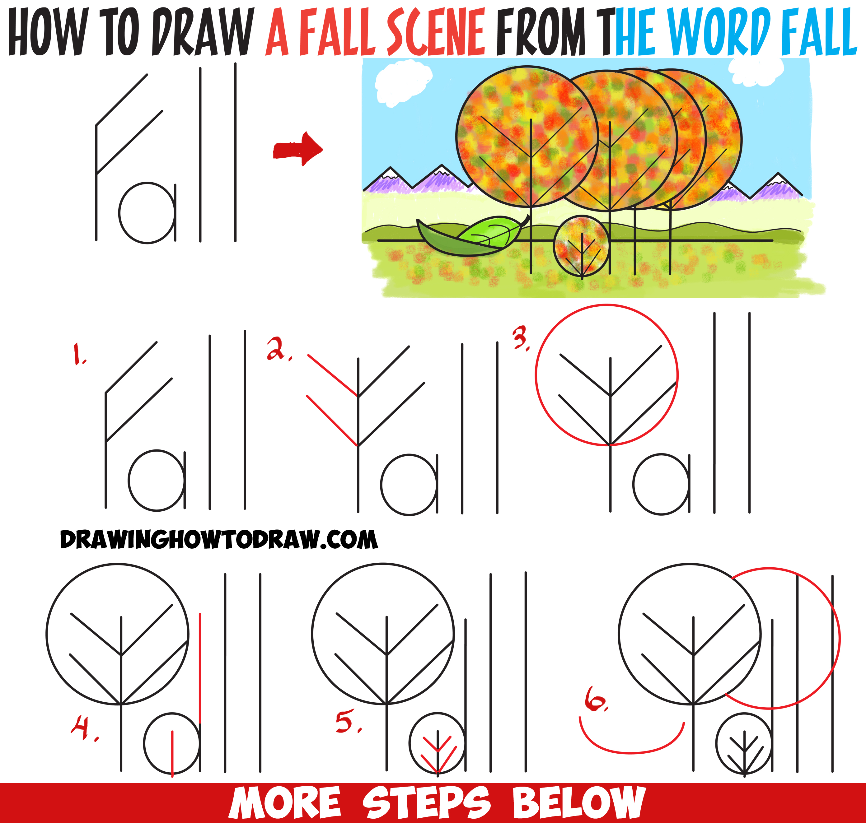 2783x2646 how to draw fall autumn scene from the word fall - Fall Drawing Pictures