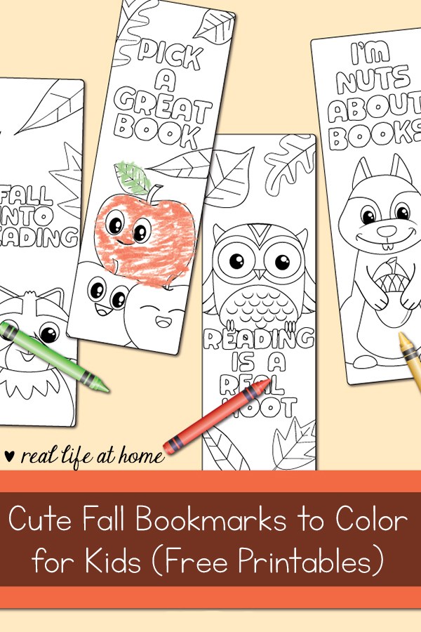600x900 Cute Fall Bookmarks To Color For Kids - Fall Drawings For Kids