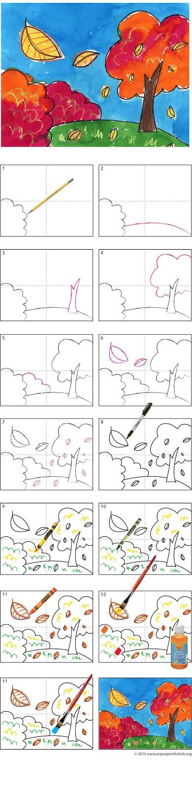 390x1600 Fall Tree Drawing Art Project How To Draw Art Projects, Art - Fall Drawings For Kids
