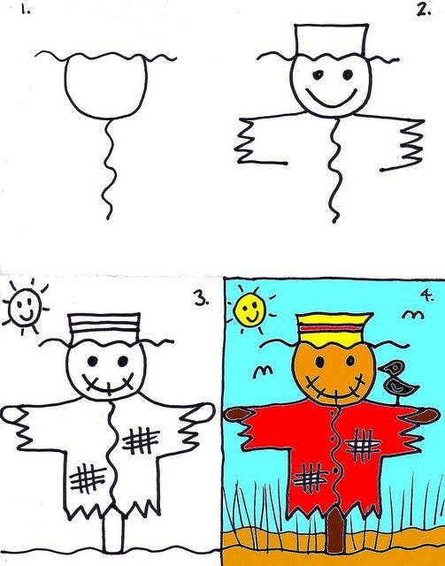 503x640 How To Draw A Scarecrow Lesson Art In The Classroom - Fall Drawings For Kids