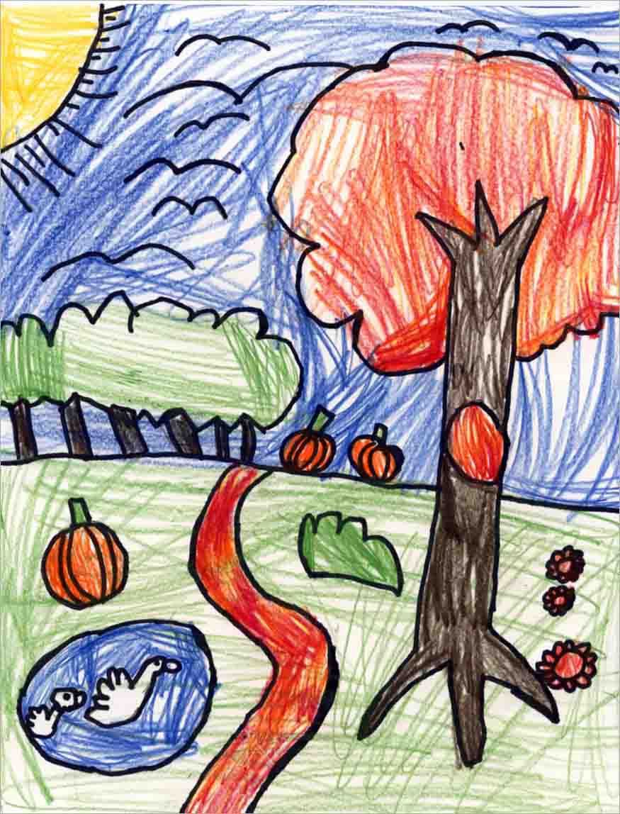 875x1148 Art Projects For Kids Fall Teaching Perspective Drawing - Fall Drawings For Kids