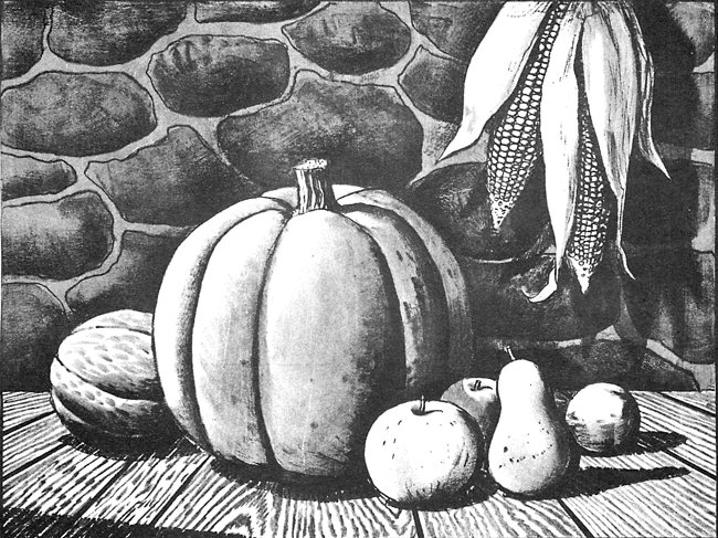 650x487 How To Draw An Autumn Still Life Harvest Scene For Thanksgiving - Fall Scene Drawing