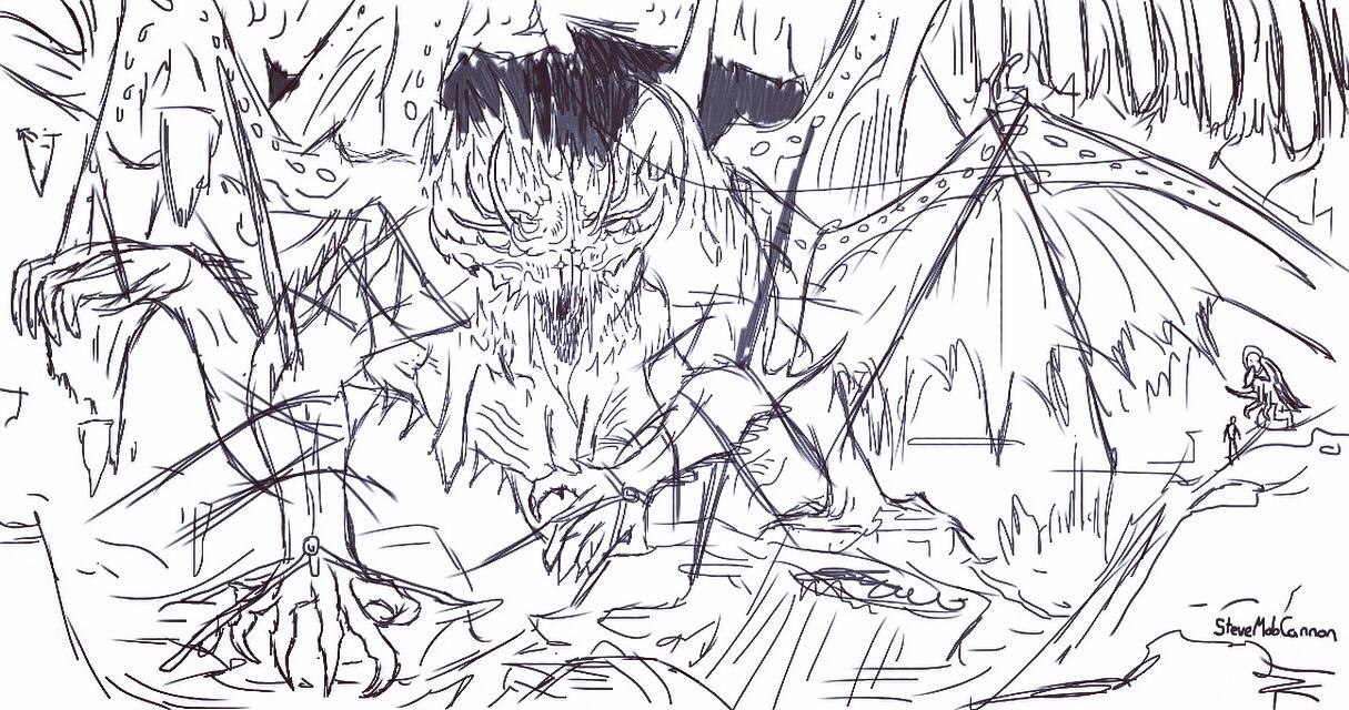 1215x640 My First Real Sketch Of A Scene Of The Fall Reimagined - Fall Scene Drawing