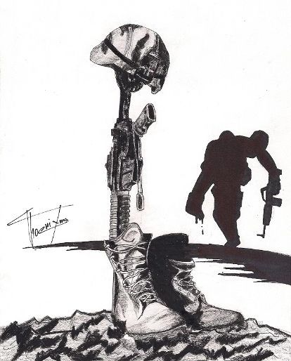 414x514 Fallen Soldier Drawing Ltbgtfallen Soldierltgt Cross Ltbgtdrawinglt - Fallen Soldier Drawing