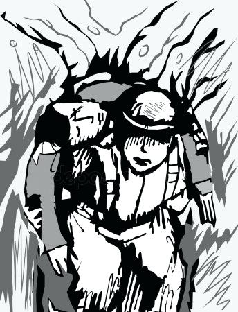 344x450 Soldiers Cross Drawing Carrying The Wounded Stock Vector Fallen - Fallen Soldier Drawing