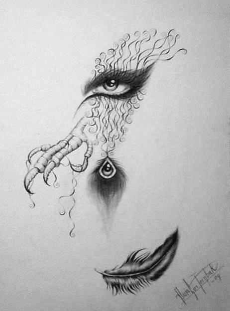 462x624 falling feather drawing - Falling Feather Drawing