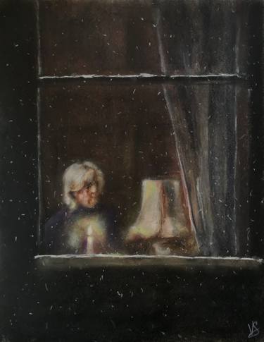 375x485 amid the falling snow drawing - Falling Snow Drawing