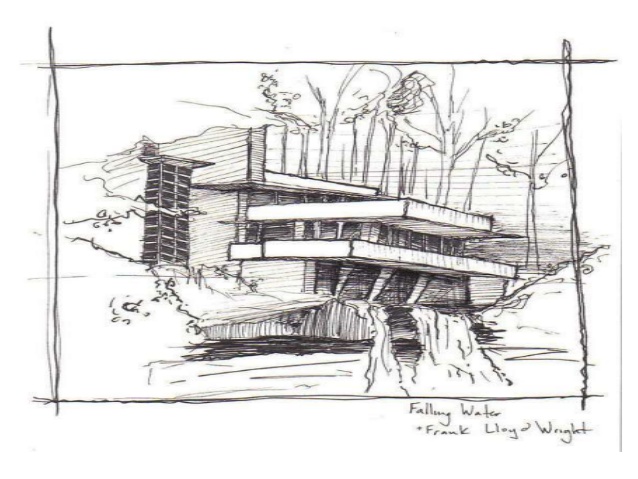 638x479 casestudy of falling water - Falling Water Drawing