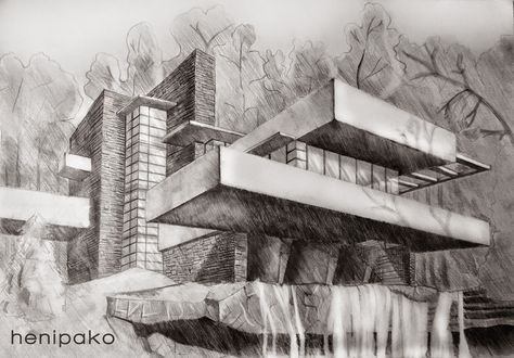474x330 fallingwater drawings - Falling Water Drawing