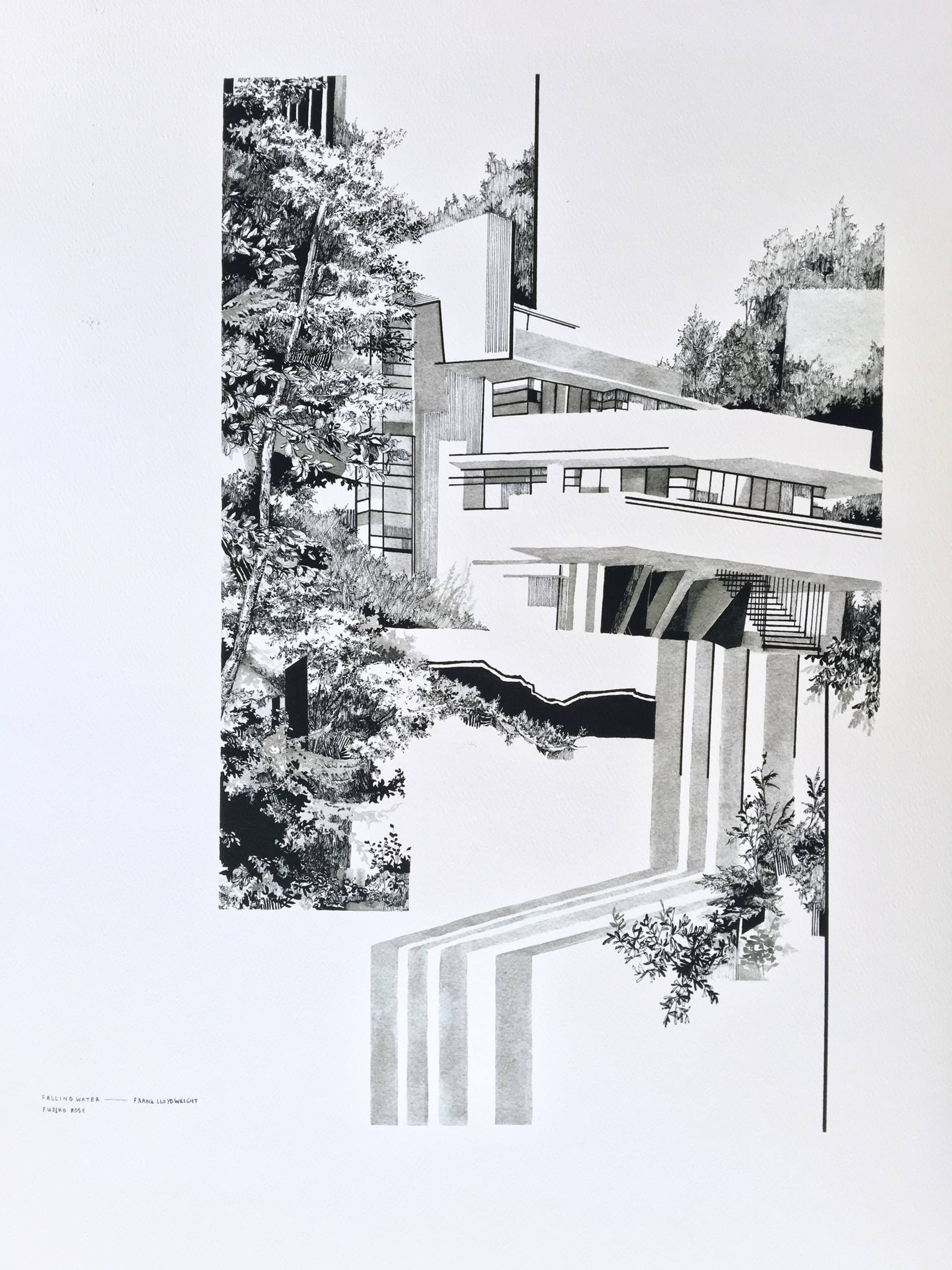 Falling Water Drawing at PaintingValley.com | Explore collection of ...