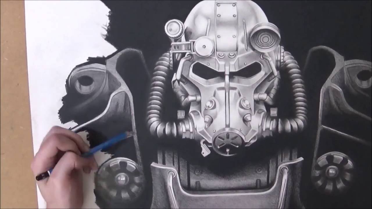 1280x720 fallout t power armour, speed drawing - Fallout Power Armor Drawing